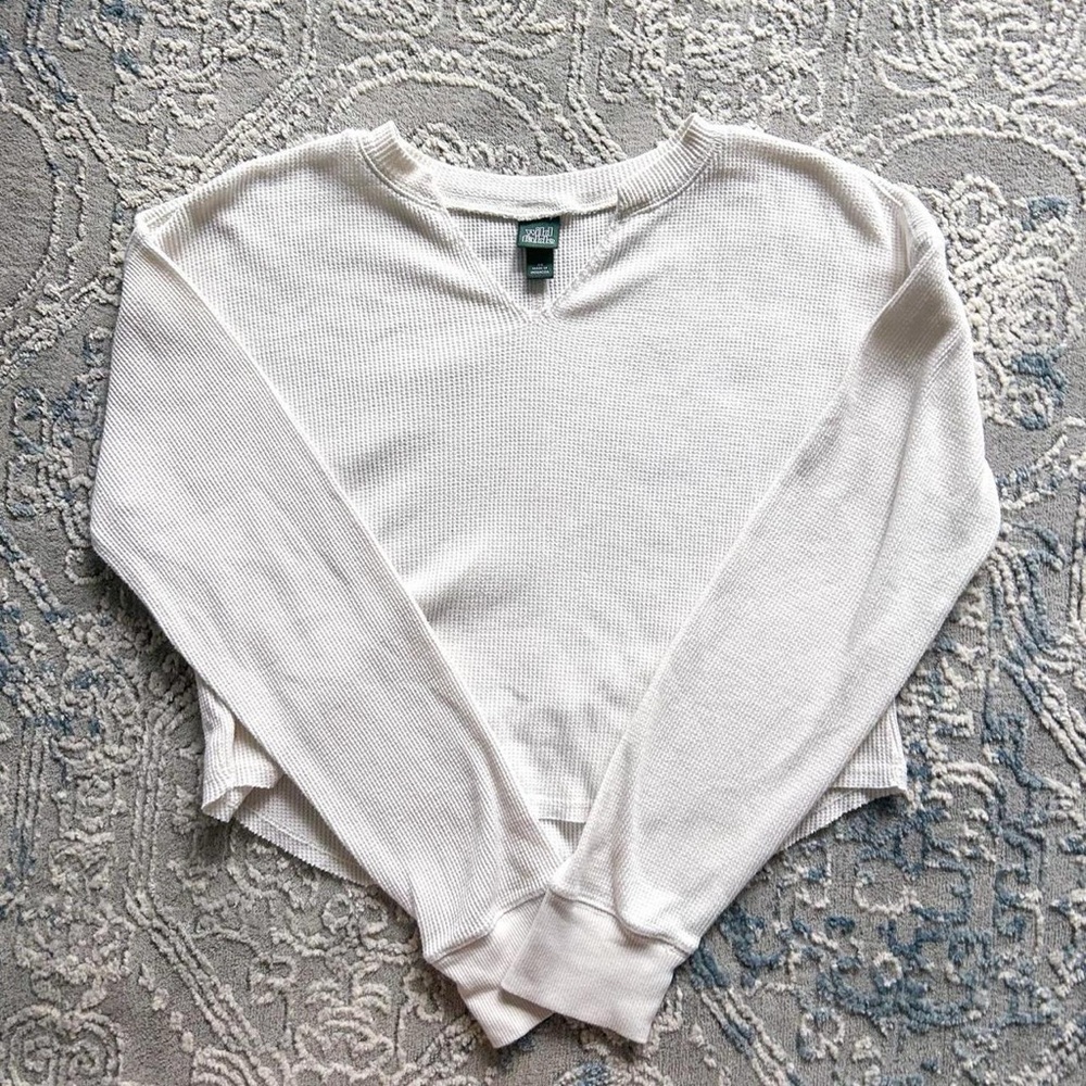 White Long Sleeve Thermal Top